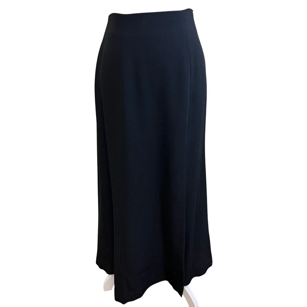 Vintage ELLEN TRACY Black High Waist Maxi Pencil Skirt 10 Minimalist Column Work